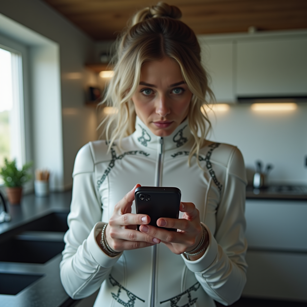 A person looking confused while holding and staring at a smartphone, struggling to understand primitive technology